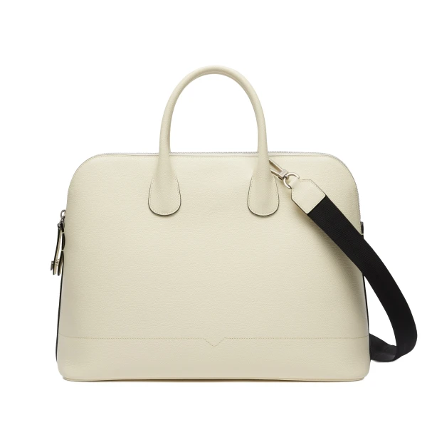 Valextra MyLogo Bowling Bag in Pergamena White | Totes & Top-Handle Bags | Coveti
