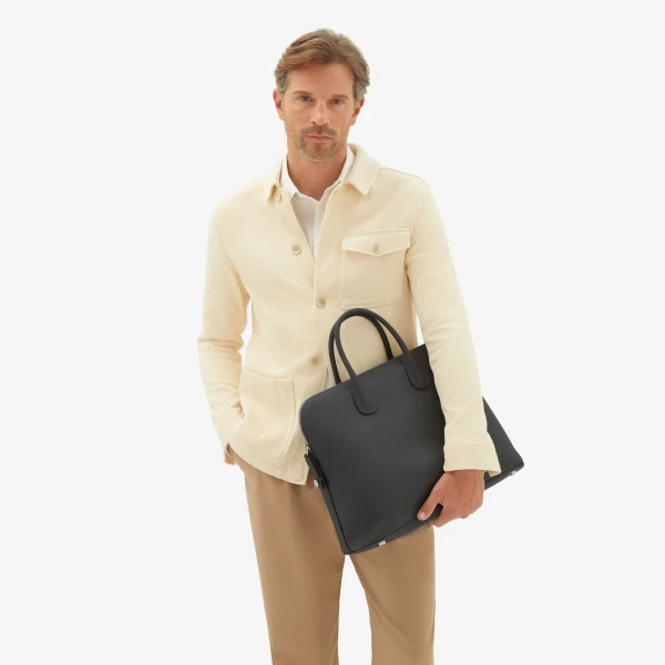 Valextra MyLogo Bowling Bag in Smokey Grey | Men Bags | Coveti