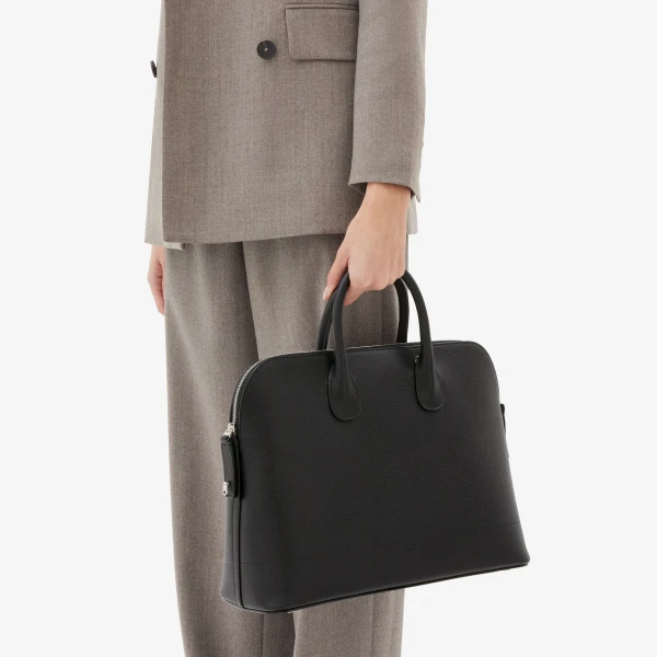 Valextra MyLogo Bowling Medium Bag in Black | Totes & Top-Handle Bags | Coveti