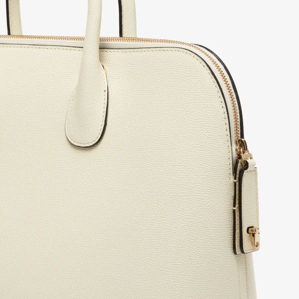 Valextra MyLogo Bowling Medium Bag in Pergamena White | Totes & Top-Handle Bags | Coveti