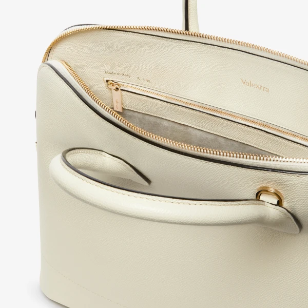 Valextra MyLogo Bowling Medium Bag in Pergamena White | Totes & Top-Handle Bags | Coveti