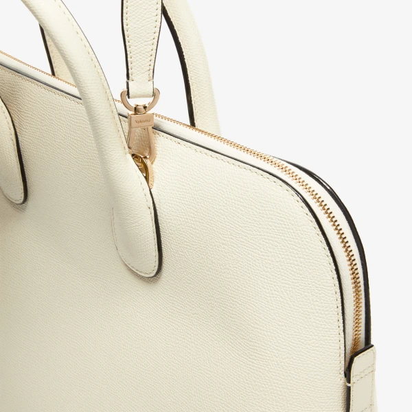 Valextra MyLogo Bowling Medium Bag in Pergamena White | Totes & Top-Handle Bags | Coveti