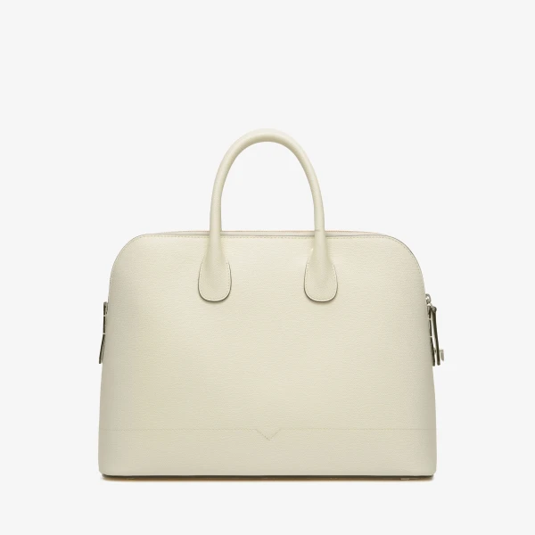 Valextra MyLogo Bowling Medium Bag in Pergamena White | Totes & Top-Handle Bags | Coveti