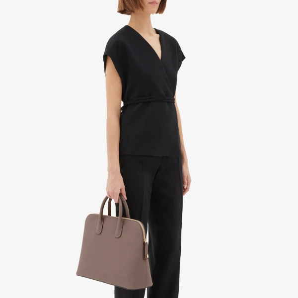 Valextra MyLogo Bowling Medium Bag in Sahara Brown | Totes & Top-Handle Bags | Coveti