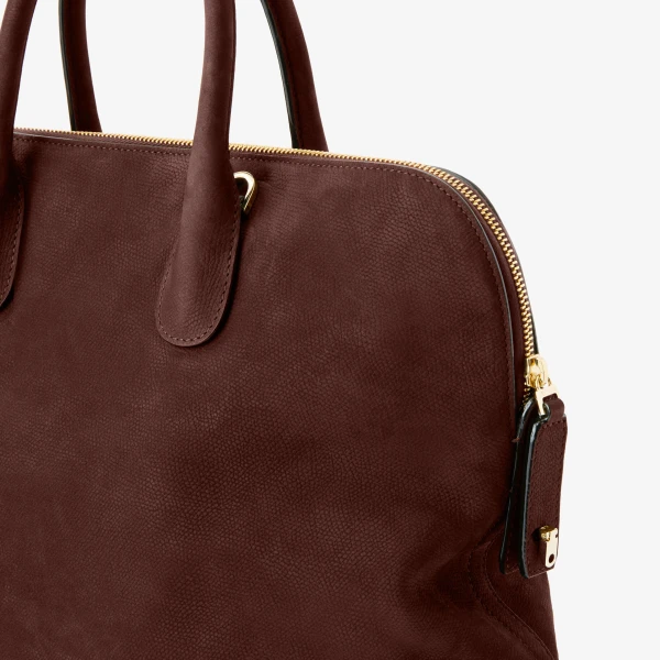 Valextra MyLogo Senso Bowling Medium Bag in Chocolate Brown | Totes & Top-Handle Bags | Coveti