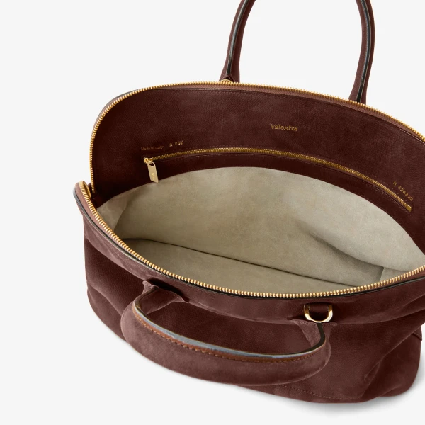 Valextra MyLogo Senso Bowling Medium Bag in Chocolate Brown | Totes & Top-Handle Bags | Coveti