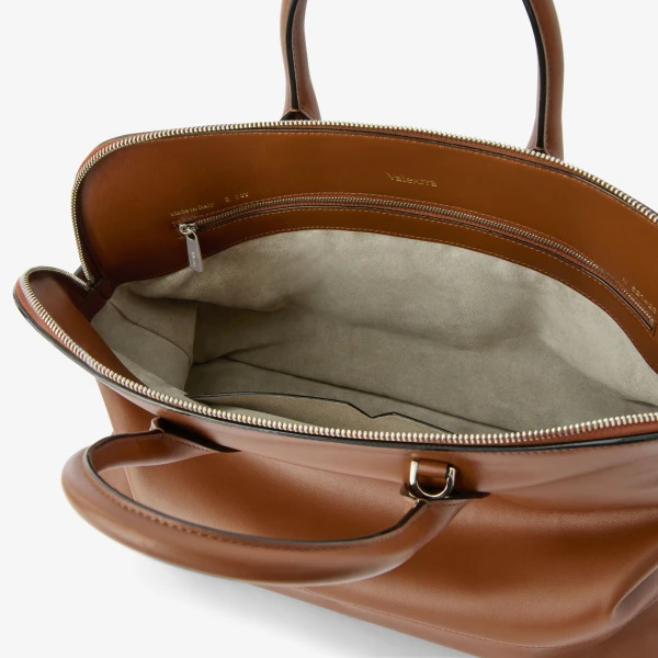 Valextra MyLogo Sublime Bowling Medium Bag in Chocolate Brown | Totes & Top-Handle Bags | Coveti