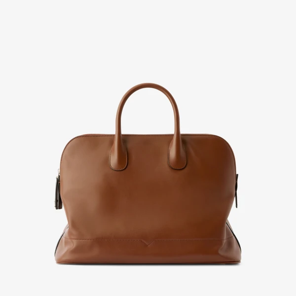 Valextra MyLogo Sublime Bowling Medium Bag in Chocolate Brown | Totes & Top-Handle Bags | Coveti
