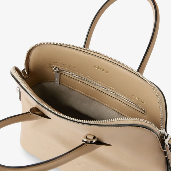 Valextra MyLogo Sublime Bowling Mini Bag in Cashmere Beige | Mini Bags | Coveti