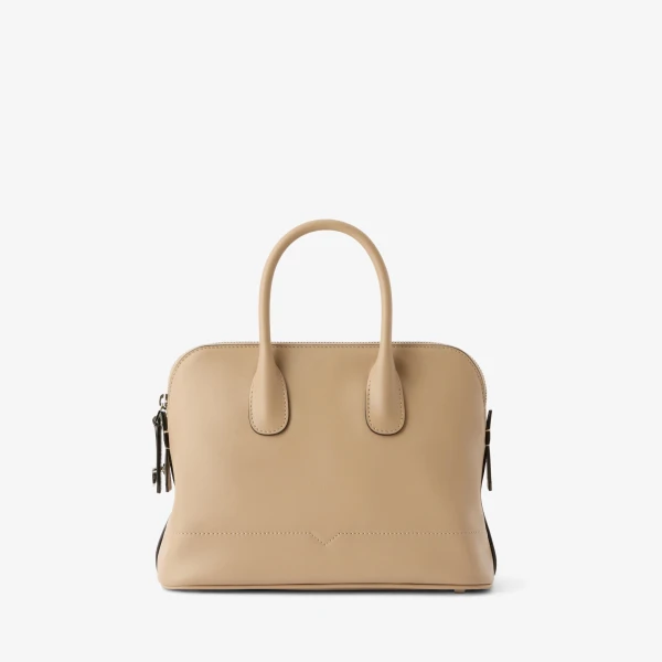 Valextra MyLogo Sublime Bowling Mini Bag in Cashmere Beige | Mini Bags | Coveti