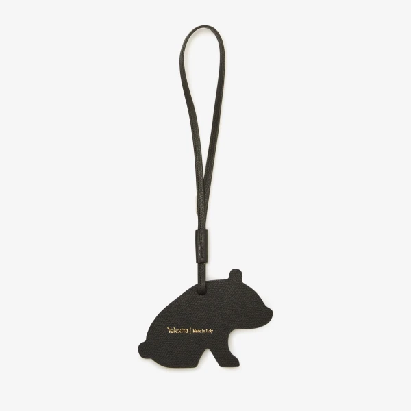Valextra Panda Charm in Pergamena White and Black | Bag charms | Coveti