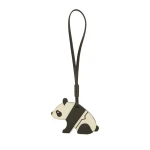 Valextra Panda Charm in Pergamena White and Black | Bag charms | Coveti