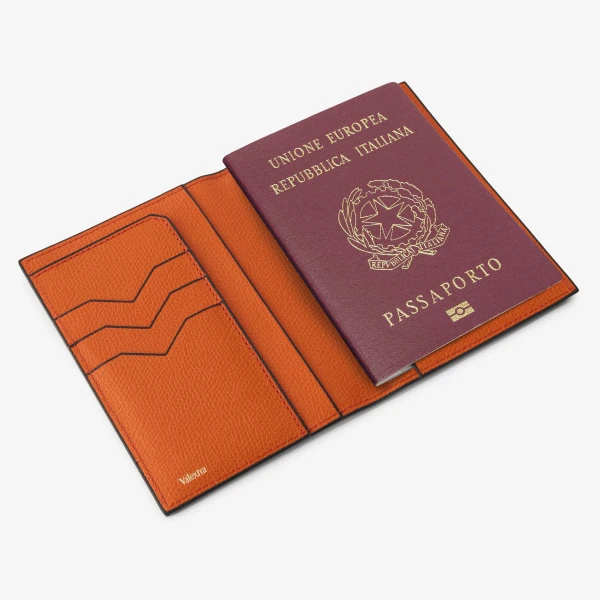 Valextra Passport Holder 3CC in Lobster Red | Wallets & Purses | Coveti
