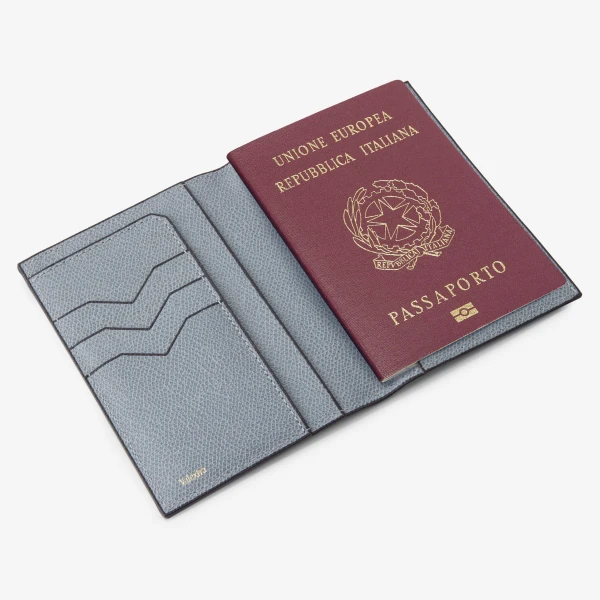 Valextra Passport Holder 3CC in Niagara Blue | Wallets & Purses | Coveti