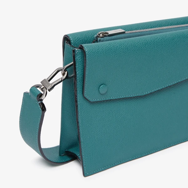 Valextra Pocket Crossbody Bag in Bottle Green | Men Bags | Coveti