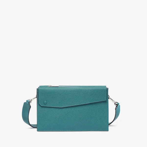 Valextra Pocket Crossbody Bag in Bottle Green | Men Bags | Coveti