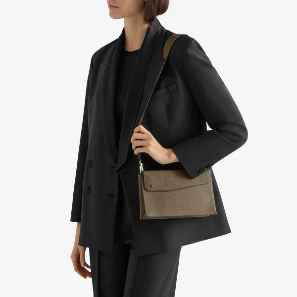 Valextra Pocket Crossbody Bag in Khaki | Men Bags | Coveti