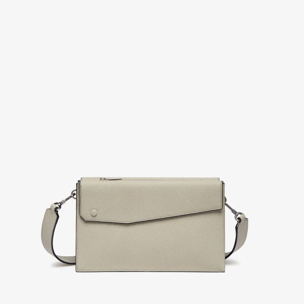 Valextra Pocket Crossbody Bag in Linen Grey | Men Bags | Coveti
