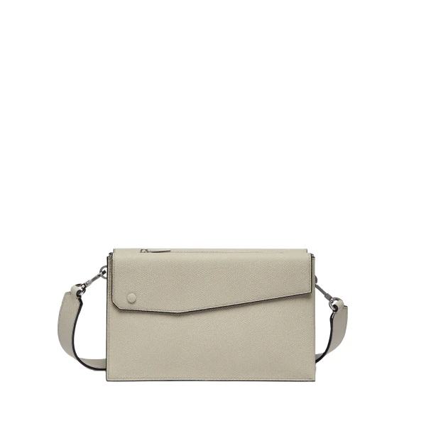 Valextra Pocket Crossbody Bag in Linen Grey | Men Bags | Coveti