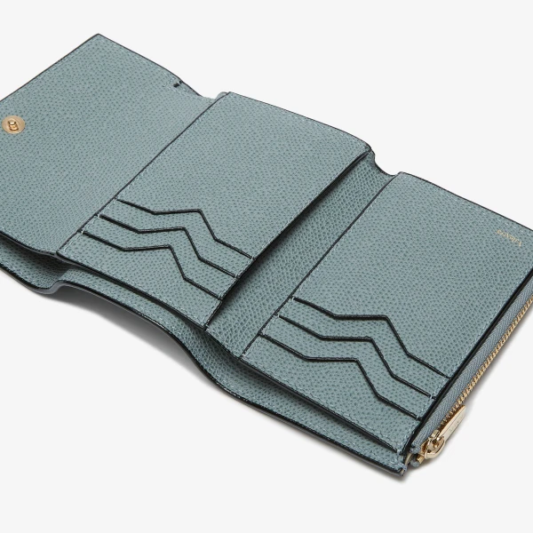 Valextra Pocket Purse 6CC in Smokey Blue | Wallets & Purses | Coveti