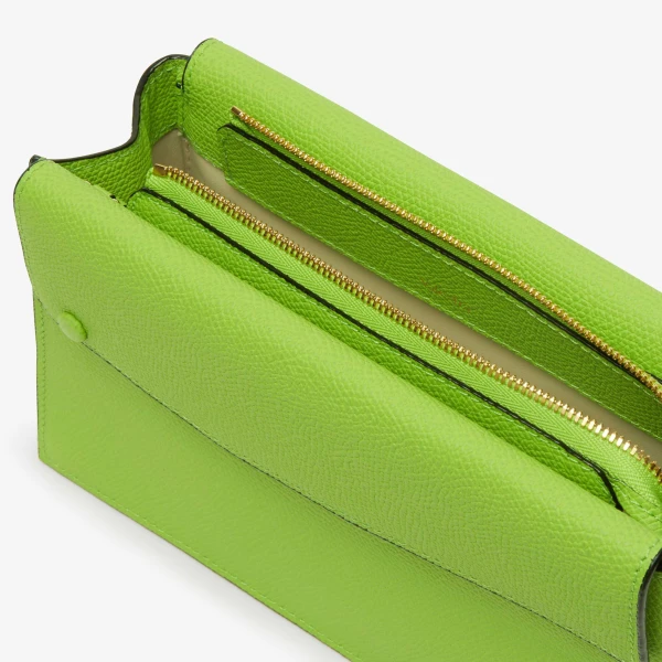 Valextra Pocket Slim Crossbody Bag in Apple Green | Shoulder & Crossbody Bags | Coveti