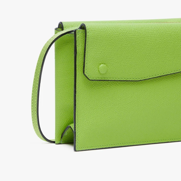 Valextra Pocket Slim Crossbody Bag in Apple Green | Shoulder & Crossbody Bags | Coveti