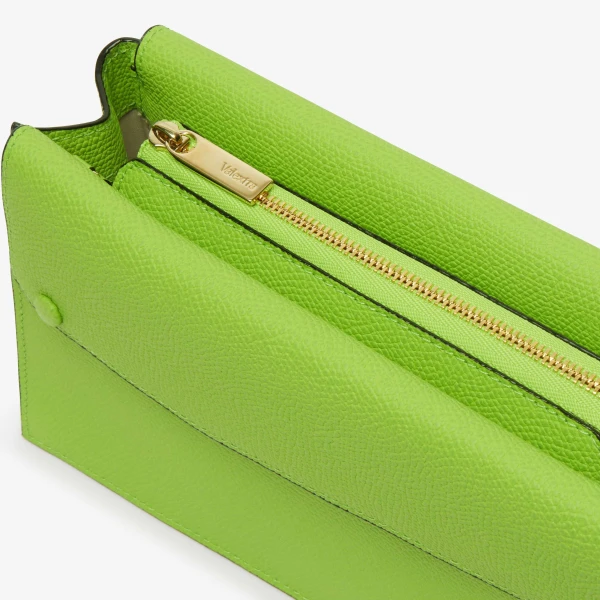 Valextra Pocket Slim Crossbody Bag in Apple Green | Shoulder & Crossbody Bags | Coveti