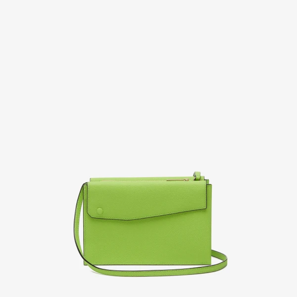 Valextra Pocket Slim Crossbody Bag in Apple Green | Shoulder & Crossbody Bags | Coveti