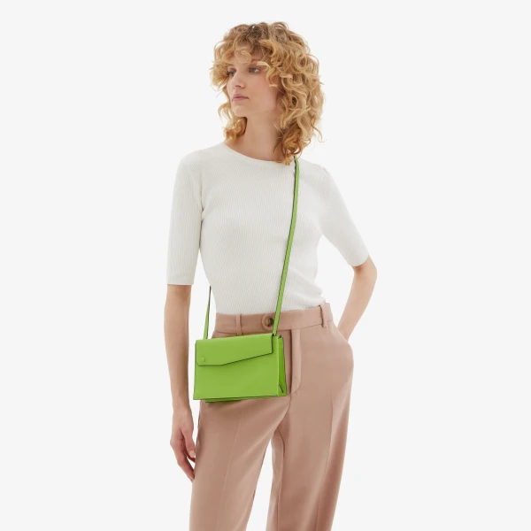 Valextra Pocket Slim Crossbody Bag in Apple Green | Shoulder & Crossbody Bags | Coveti