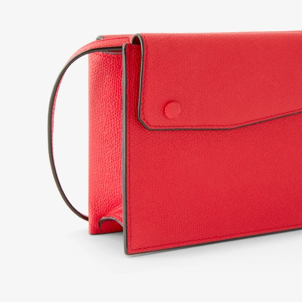 Valextra Pocket Slim Crossbody Bag in Crimson Red | Shoulder & Crossbody Bags | Coveti