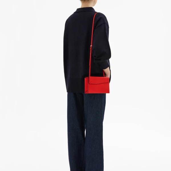 Valextra Pocket Slim Crossbody Bag in Crimson Red | Shoulder & Crossbody Bags | Coveti