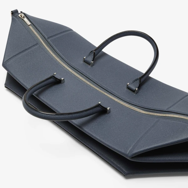 Valextra Polyhedral Travel Bag in Avio Blue | Totes & Top-Handle Bags | Coveti