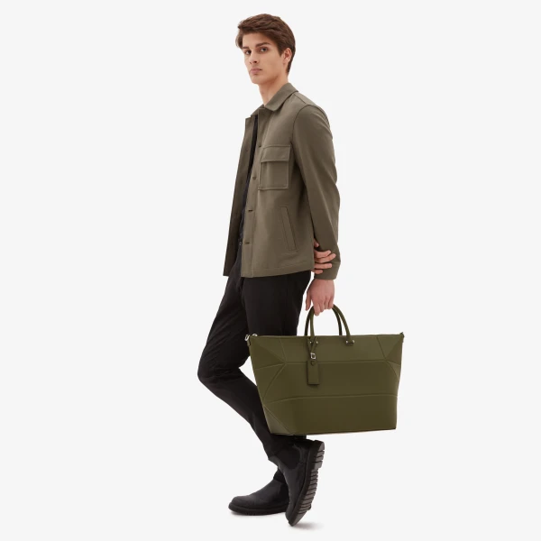Valextra Polyhedral Travel Bag in Military Green | Totes & Top-Handle Bags | Coveti