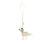Valextra Puppy Dog Charm in Pergamena White and Black | Bag charms | Coveti