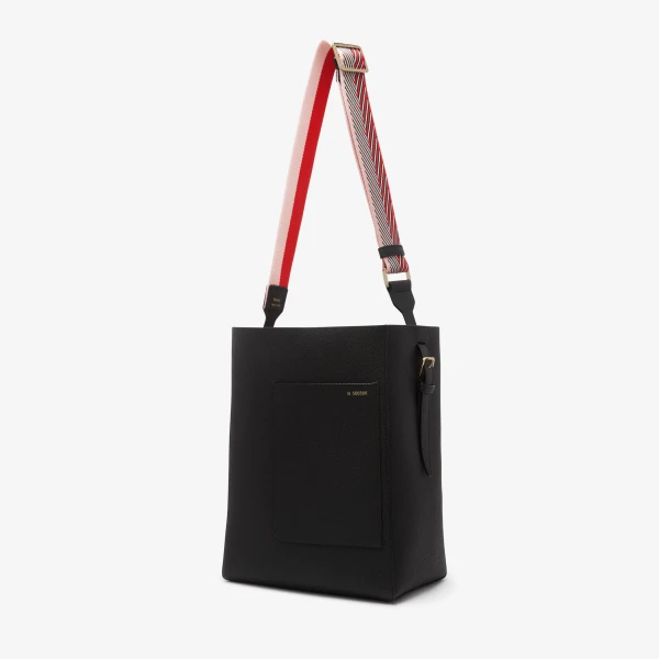 Valextra Shoulder Soft Bucket Jacquard Strap in Peony Pink, Love Red and Black | Bag Straps | Coveti