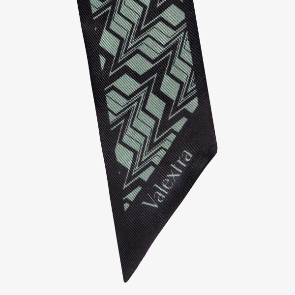 Valextra Silk Band Abstract in Black and Eucalyptus Green | Scarves | Coveti