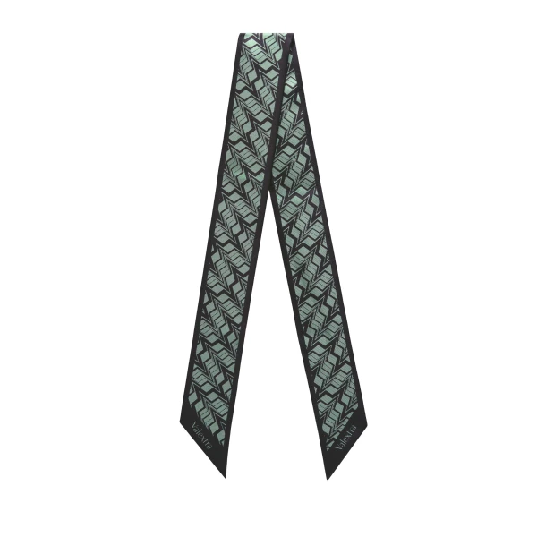 Silk Band Abstract in Black and Eucalyptus Green