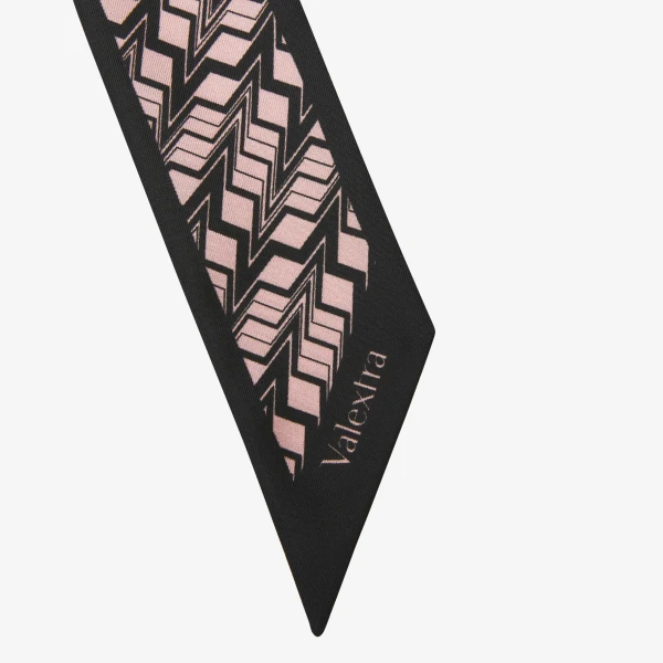 Valextra Silk Band Abstract in Black and Peony Pink | Scarves | Coveti