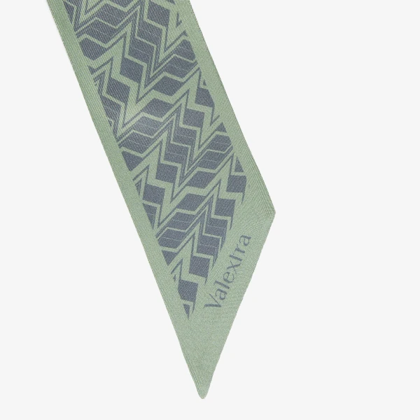 Valextra Silk Band Abstract in Celadon Green and Niagara Blue | Scarves | Coveti