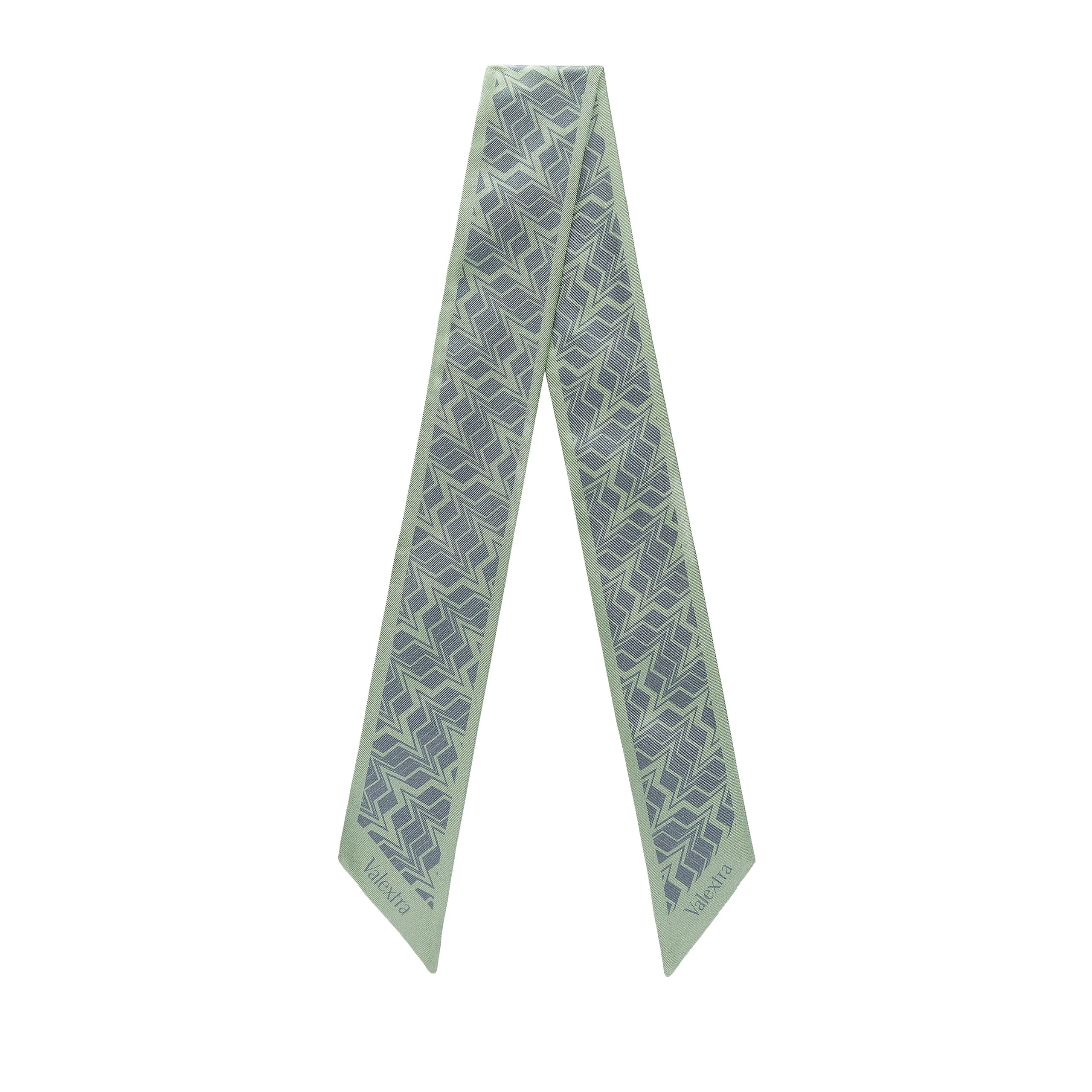 Valextra Silk Band Abstract in Celadon Green and Niagara Blue Valextra Silk Band Abstract in Celadon Green and Niagara Blue | Scarves | Coveti