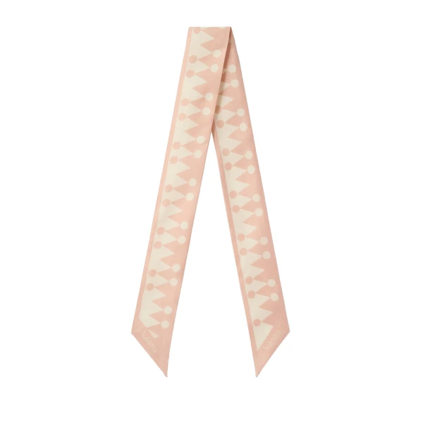 Valextra Silk Band Geometric in Bonne Mine Pink and Pergamena White | Scarves | Coveti