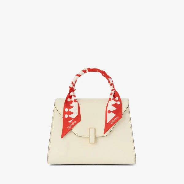 Valextra Silk Band Geometric in Crimson Red and Pergamena White | Scarves | Coveti