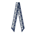 Valextra Silk Band Geometric in Sapphire Blue and Pergamena White | Scarves | Coveti