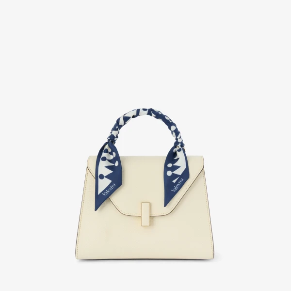 Valextra Silk Band Geometric in Sapphire Blue and Pergamena White | Scarves | Coveti