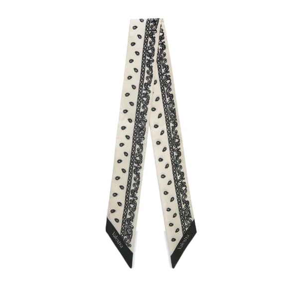 Silk Band Paisley in Pergamena White and Black