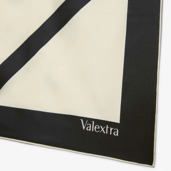 Valextra Silk Scarf in Pergamena White and Black | Scarves | Coveti