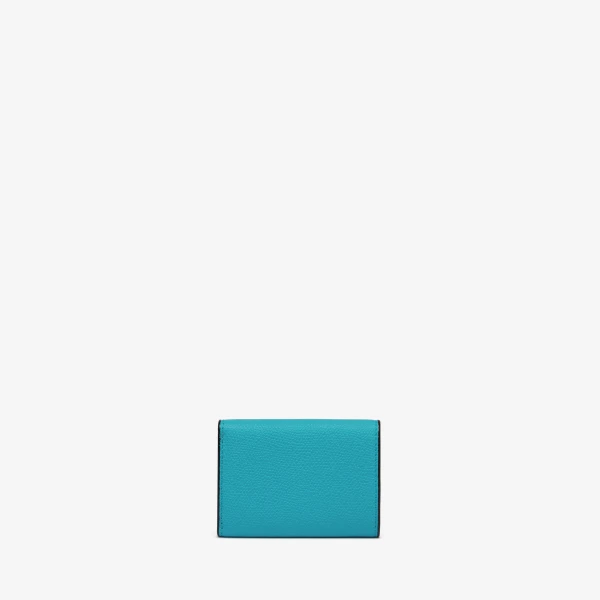 Valextra Small Wallet with Coin Holder in Aquamarine Blue | Wallets & Purses | Coveti