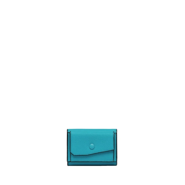 Valextra Small Wallet with Coin Holder in Aquamarine Blue | Wallets & Purses | Coveti
