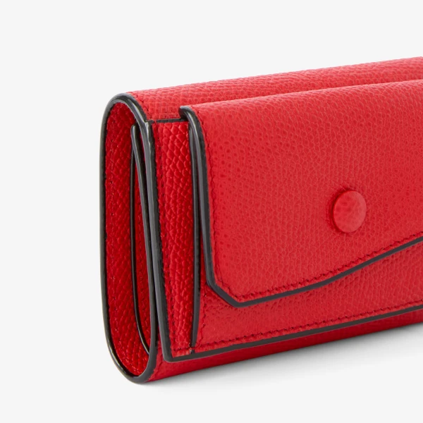 Valextra Small Wallet with Coin Holder in Crimson Red | Wallets & Purses | Coveti