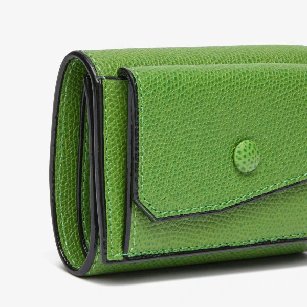 Valextra Small Wallet with Coin Holder in Grass Green | Wallets & Purses | Coveti